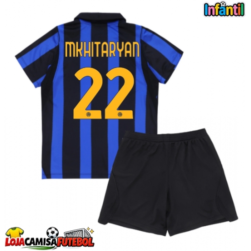 Camisa de Futebol Inter Milan Henrikh Mkhitaryan #22 Equipamento Principal Infantil 2026-27 Manga Curta (+ Calças curtas)